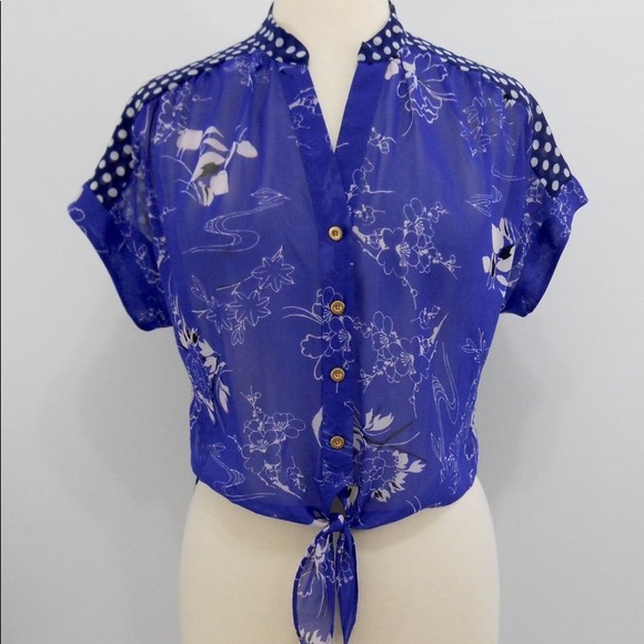 Anthropologie Leifnotes flower & polkadots top - Picture 2 of 5